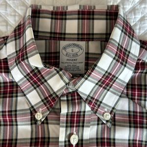 Brooks Brother Regent Fit Small Plaid Button Down Dress Shirt Supima Non-Iron